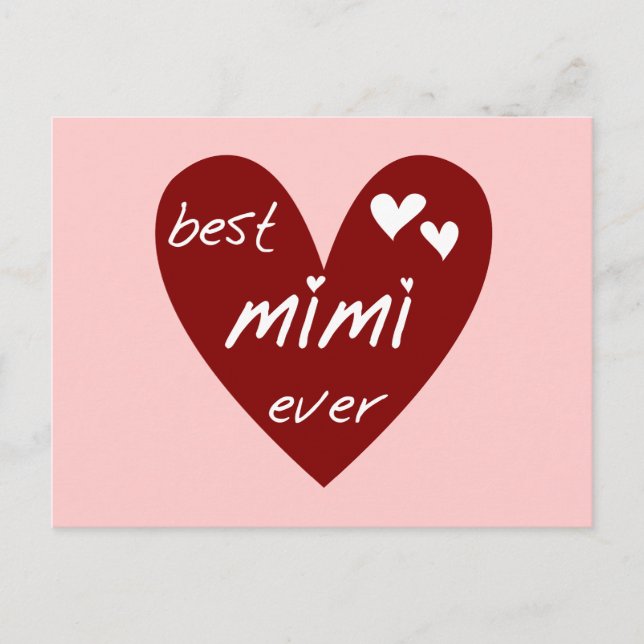 Red Heart Best Mimi Ever Tshirts and Gifts Postcard (Front)