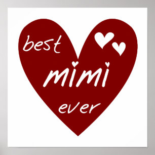 Red Heart Best Mimi Ever Tshirts and Gifts Poster
