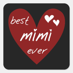 Red Heart Best Mimi Ever Tshirts and Gifts Square Sticker