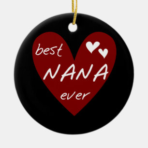 Red Heart Best Nana Ever T-shirts and Gifts Ceramic Tree Decoration