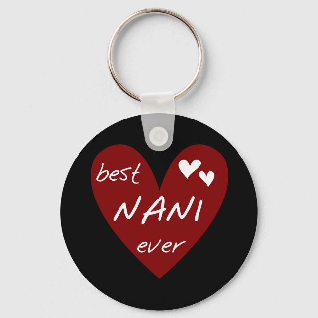 Red Heart Best Nani Ever T-shirts and GIfts Key Ring (Front)