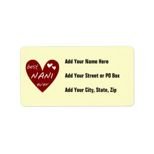 Red Heart Best Nani Ever T-shirts and GIfts Label
