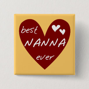Red Heart Best Nanna Ever t-shirts and Gifts 15 Cm Square Badge