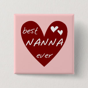 Red Heart Best Nanna Ever t-shirts and Gifts 15 Cm Square Badge