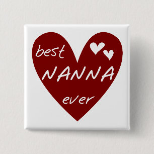 Red Heart Best Nanna Ever t-shirts and Gifts 15 Cm Square Badge