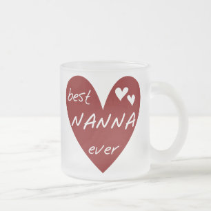 Red Heart Best Nanna Ever t-shirts and Gifts Frosted Glass Coffee Mug