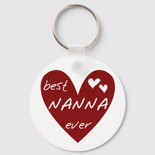 Red Heart Best Nanna Ever t-shirts and Gifts Key Ring (Front)