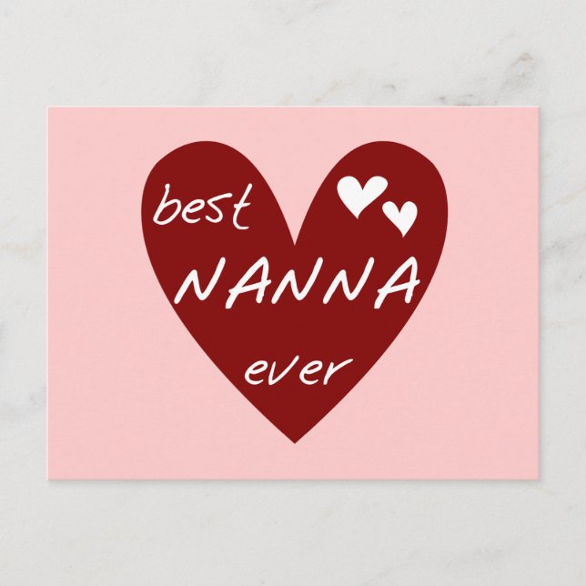 Red Heart Best Nanna Ever t-shirts and Gifts Postcard (Front)