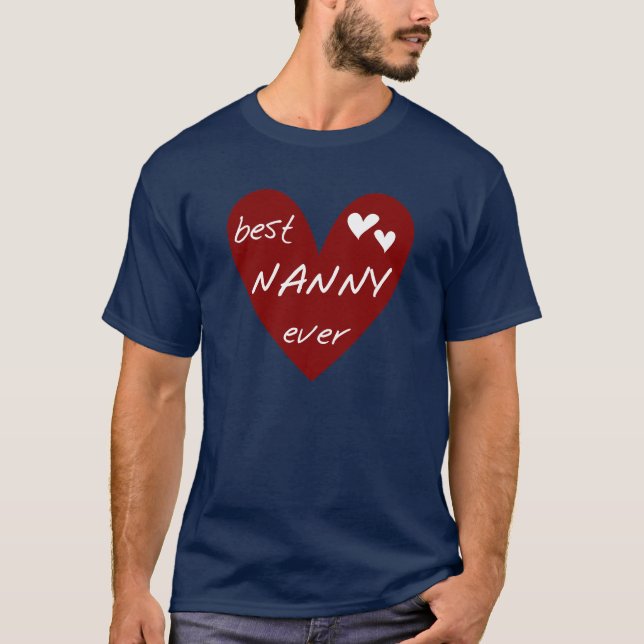Red Heart Best Nanny Ever T-shirts and Gifts (Front)