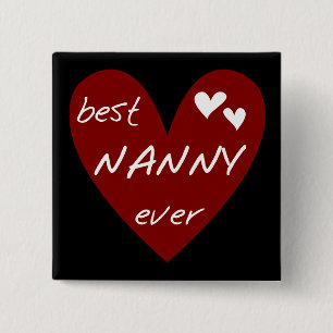 Red Heart Best Nanny Ever T-shirts and Gifts 15 Cm Square Badge
