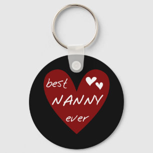 Red Heart Best Nanny Ever T-shirts and Gifts Key Ring