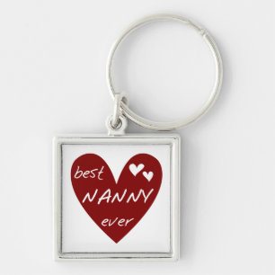 Red Heart Best Nanny Ever T-shirts and Gifts Key Ring