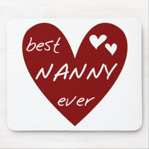Red Heart Best Nanny Ever T-shirts and Gifts Mouse Mat