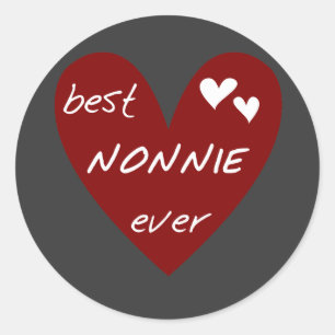 Red Heart Best Nonnie Ever T-shirts and Gifts Classic Round Sticker