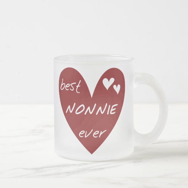 Red Heart Best Nonnie Ever T-shirts and Gifts Frosted Glass Coffee Mug (Right)