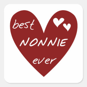 Red Heart Best Nonnie Ever T-shirts and Gifts Square Sticker