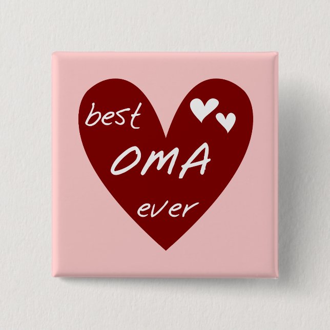 Red Heart Best Oma Ever T-shirts and Gifts 15 Cm Square Badge (Front)