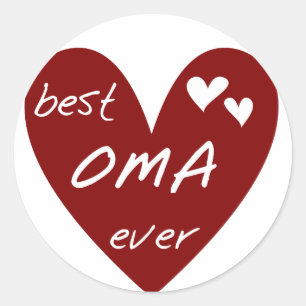 Red Heart Best Oma Ever T-shirts and Gifts Classic Round Sticker