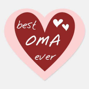 Red Heart Best Oma Ever T-shirts and Gifts Heart Sticker
