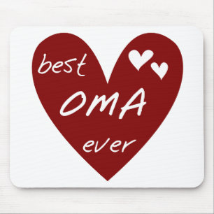 Red Heart Best Oma Ever T-shirts and Gifts Mouse Mat