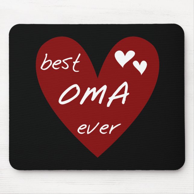 Red Heart Best Oma Ever T-shirts and Gifts Mouse Mat (Front)