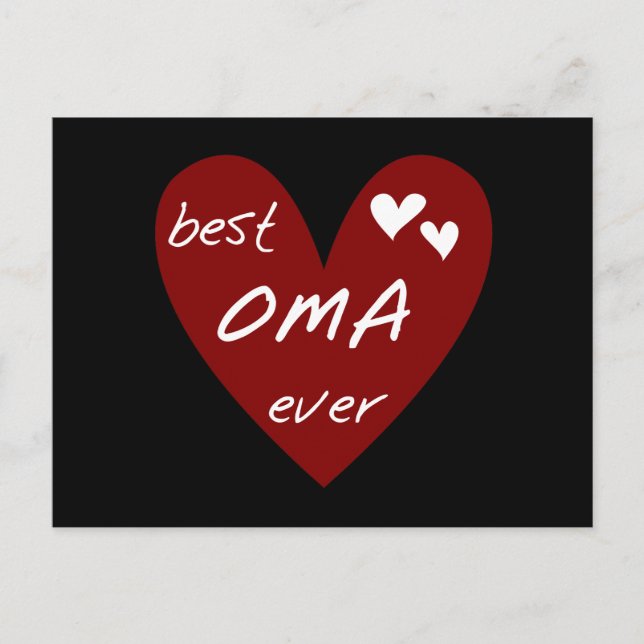 Red Heart Best Oma Ever T-shirts and Gifts Postcard (Front)