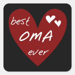 Red Heart Best Oma Ever T-shirts and Gifts Square Sticker