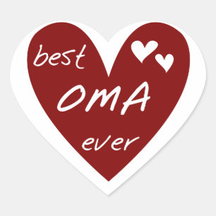 Red Heart Best Oma Ever T-shirts and Gifts Sticker
