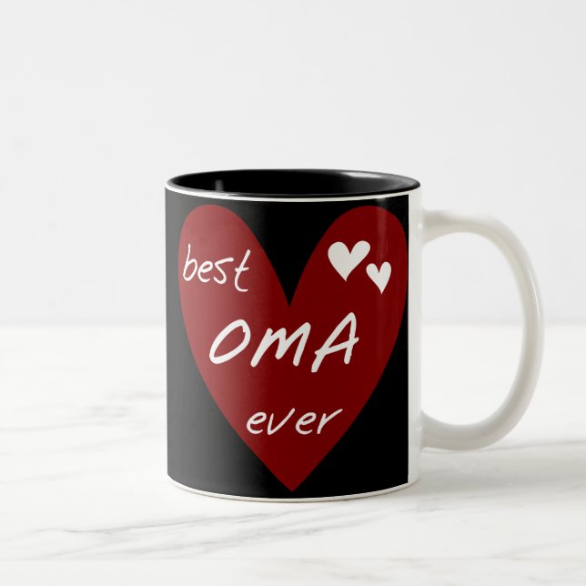 Red Heart Best Oma Ever T-shirts and Gifts Two-Tone Coffee Mug (Right)