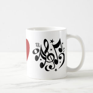 Red Heart Black Peace Symbol Love Harmony Music Coffee Mug