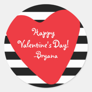 Red Heart Black & White Valentine Sticker