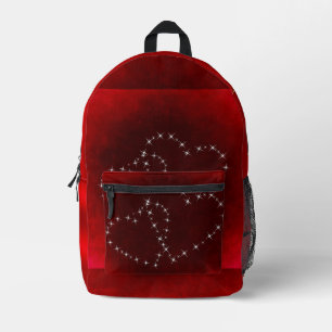 Red Heart Bling  Printed Backpack