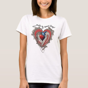 Red Heart Blue Bird You Make My Heart Sing T-Shirt