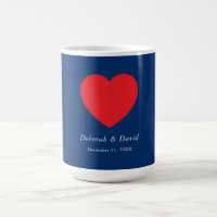 Red Heart Blue Modern Minimalist Wedding