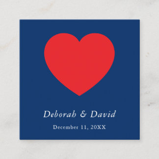 Red Heart Blue Modern Minimalist Wedding Enclosure Card
