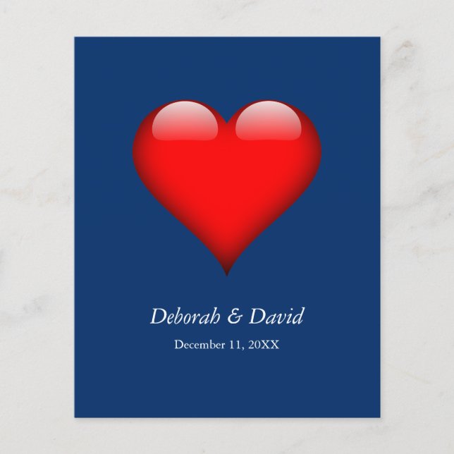 Red Heart Blue Modern Minimalist Wedding Flyer (Front)
