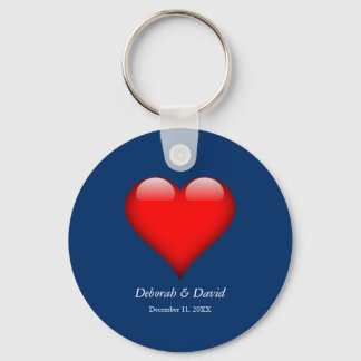 Red Heart Blue Modern Minimalist Wedding Key Ring