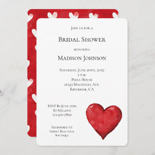 Red Heart Bridal Shower Invitation