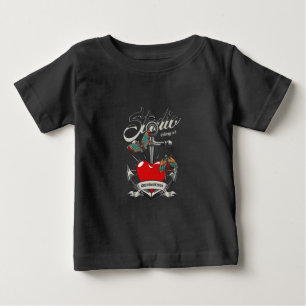 Red Heart & Butterflies Studio Inking Art Baby T-Shirt