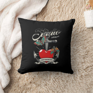 Red Heart & Butterflies Studio Inking Art  Cushion