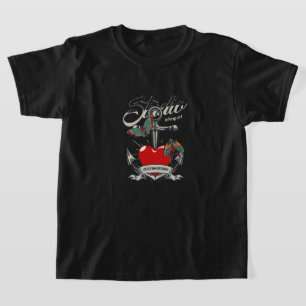 Red Heart & Butterflies Studio Inking Art T-Shirt