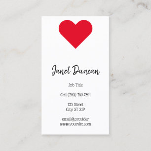 Red Heart Calligraphy Business Card