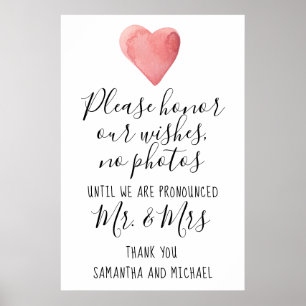 Red Heart Camera Free Wedding Ceremony Sign