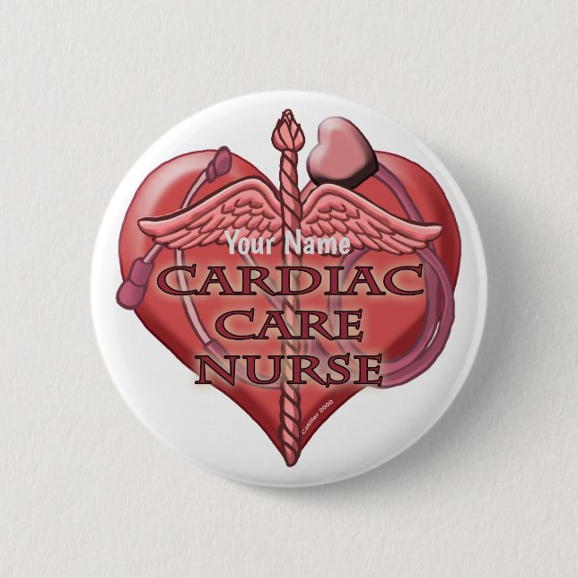 Red Heart Cardiac Care nurse  6 Cm Round Badge (Front)