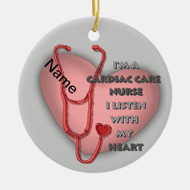 Red Heart Cardiac Care nurse  Ceramic Tree Decoration (Front)