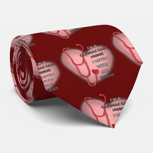 Red Heart Cardiac Care nurse  Tie (Rolled)
