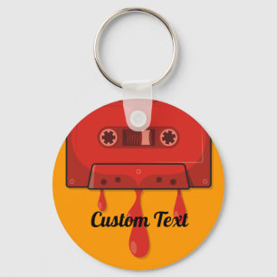 Red heart cassette keychain
