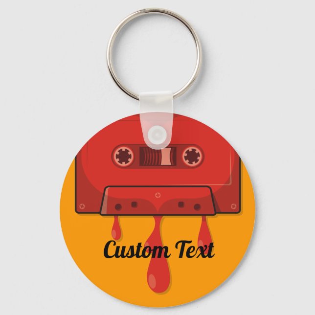 Red heart cassette keychain (Front)