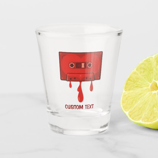 Red Heart Cassette Shot Glass (Front)