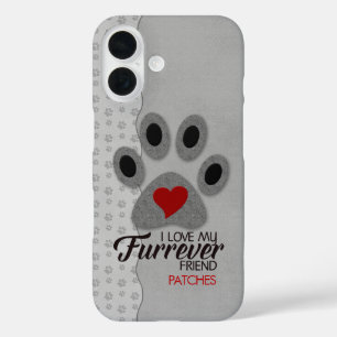 Red Heart Cat Paw with Pet Lover Theme iPhone 16 Case